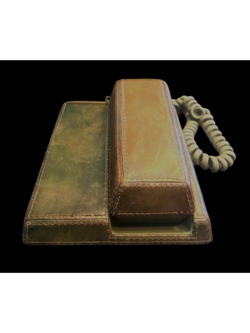 Vtg Northern Telecom Contempra Push Button Phone Stitched Leather Cover - Picture 5 of 6